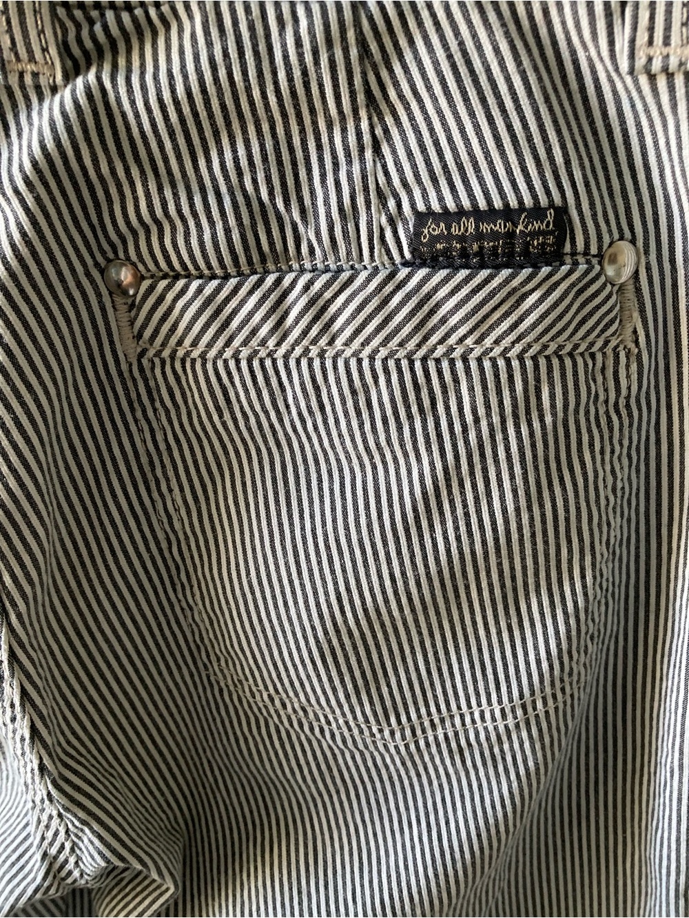 Seven For All Mankind Dojo Flare Jeans 26 Blue White Railroad Stripe - Picture 9 of 15